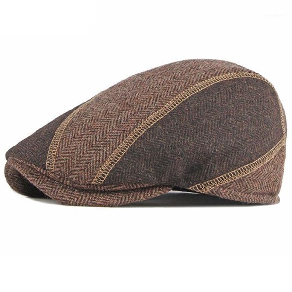 

berets ht3419 men winter wool hat thick warm earflap cap ivy flat male retro artist painter beret beret1, Blue;gray