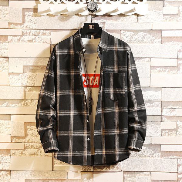 

2021 new mens business casual long sleeved men button shirt classic striped slim fit male social men's dress shirts z75t, White;black