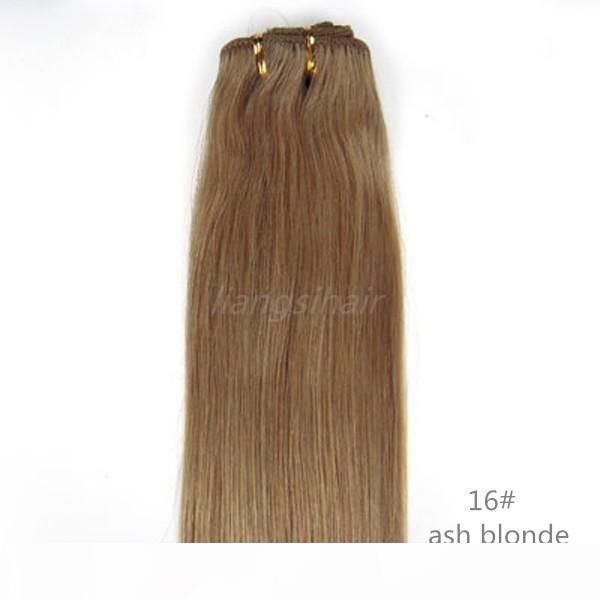 

human hair weaves brazilian virgin remy hair weft indian peruvian hair bundles extensions 100g 1pcs 18" 27# dark blonde, Black