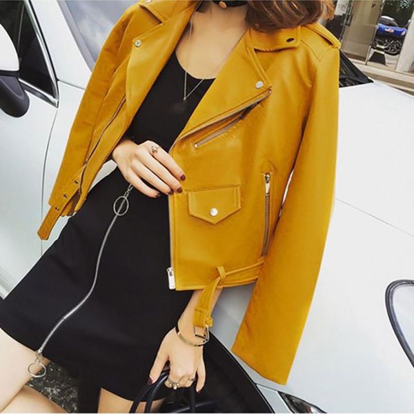

fashion office lady faux leather jacket women winter jacket coat outwear biker chaqueta cuero mujer 2020 veste cuir femme, Black