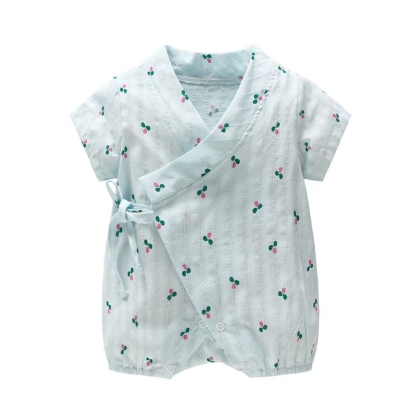 

cute japanese kids clothes baby rompers cotton kimono summer baby boys and girls clothing toddler bebe tracksuit playwear y200320, Blue