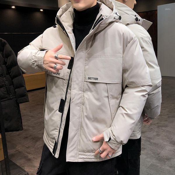 

men's jacket winter new cotton-padded jacket couple korean style self-cultivation trend padded tooling down padded1, Black