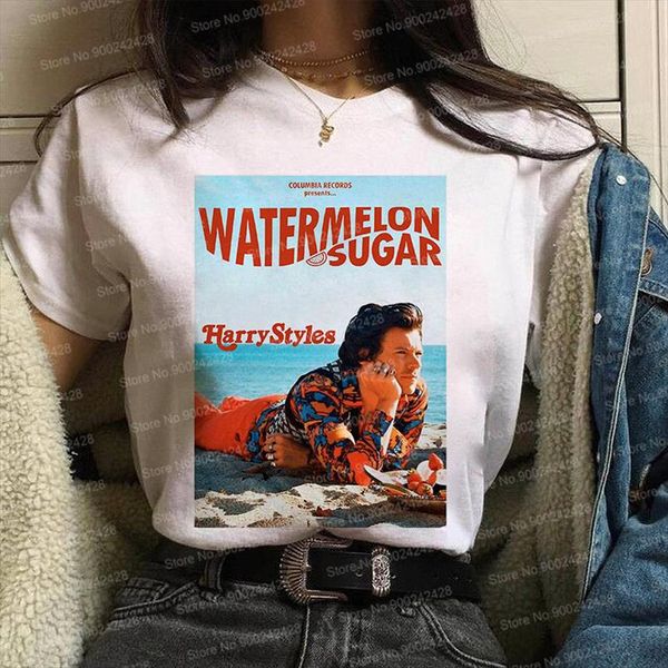

harry watermelon sugar t shirt women harajuku tpwk t shirt love on tour 2020 harry styles fine line graphic clothes, White
