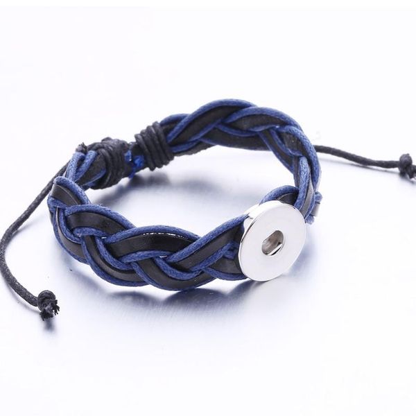 

new fashion diy snap jewelry button bracelet wrap leather weave bracelet fit 18mm snap jewelry button snap bbyvjj, Golden;silver