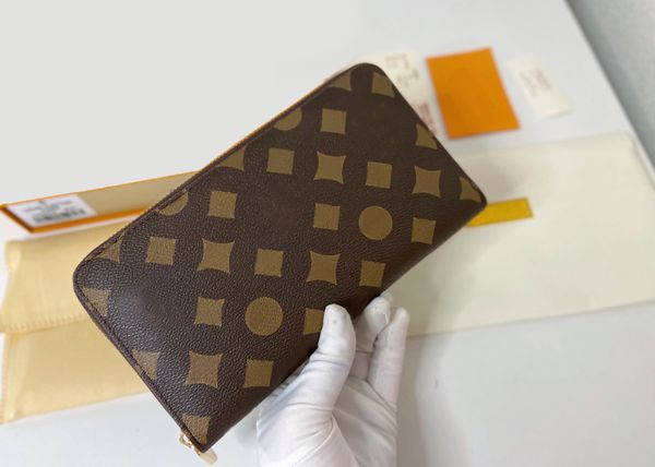 

fashion flowers designer wallets luxurys men women leather bags classic letters key coin purse with box plaid card holder zippy clutch 600-0, Red;black