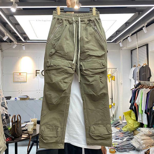 

men's pants travis scott high street multi pocket functional tooling tactical summer men's casual pants fashion, Black