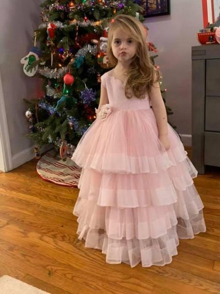 

pink 2020 flower girl dresses ball gown tulle sheer neck little girl wedding dresses communion pageant dresses gowns, White;blue