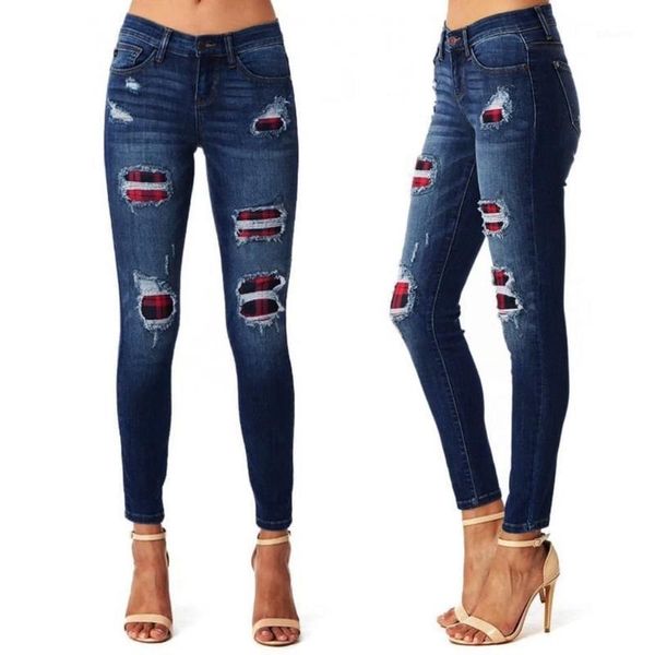 

fake fleece jeans women flare high waist jeans button drawstring waist bell bottom denim pants hole woman g31, Blue