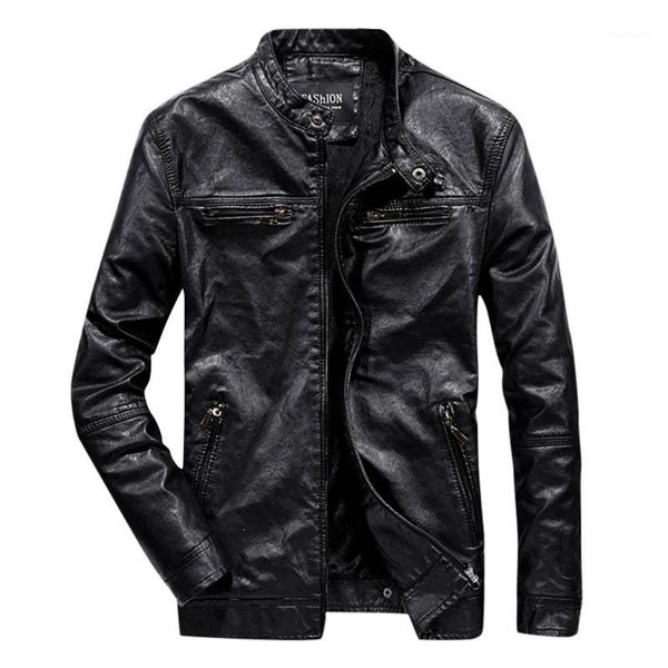 

autumn winter zipper leather jacket men slim fit coat deri ceket punk streetwear fashion classic jackets nice1, Black;brown
