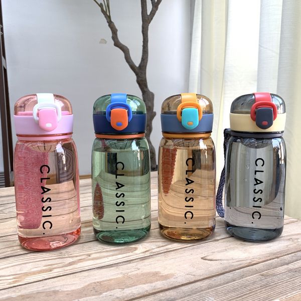 

creative simple water bottle portable cup 400mloutdoor sports plastic water bottle creative large capacity proof leak bullet cover space cup