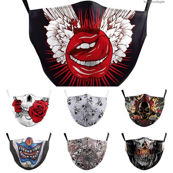 

factorytkoqfabric aztec face printed skull flower mask masks protective pm 2.5 dust mouth cover 3nie
