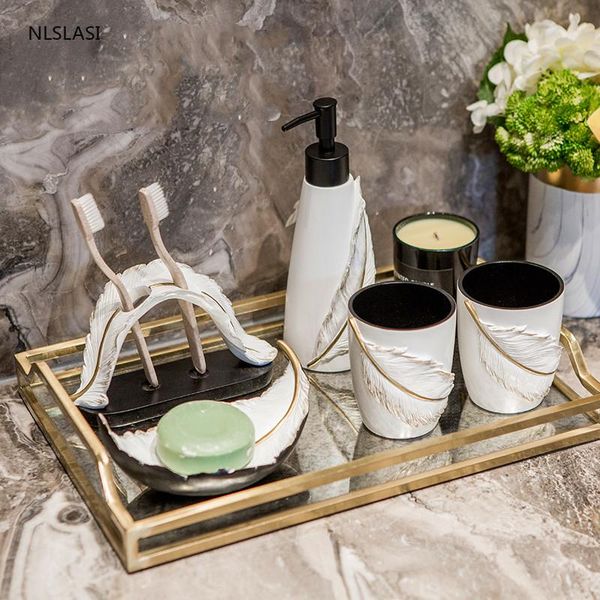 

bath accessory set creative resin bathroom soap dispenser gargle cup toothbrush holder leaf texture relief wash decor