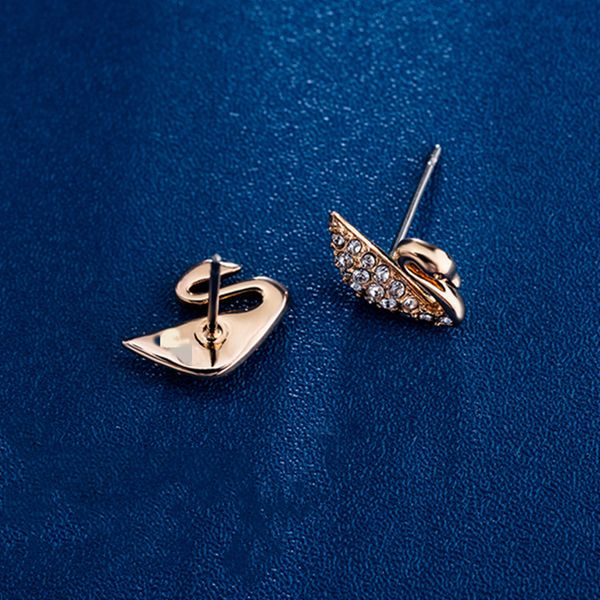 

luxury one-to-one classic silver rose gold little swan stud earrings female earrings swarovski elements fashion design, Golden