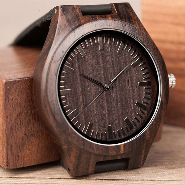 

natural bamboo men's black simple sandalwood quartz watch zrj5, Slivery;brown