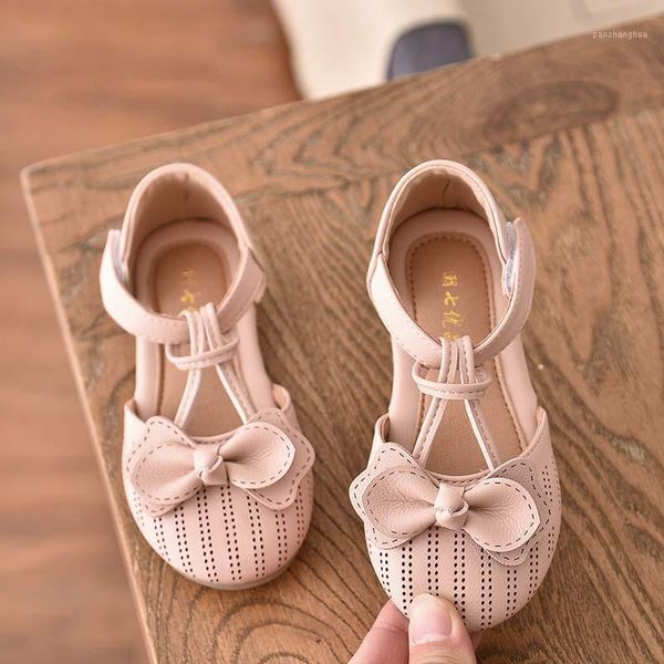 

sandals summer kids shoes fashion leathers sweet children for girls toddler baby breathable hoolow out bow shoes1, Black;red