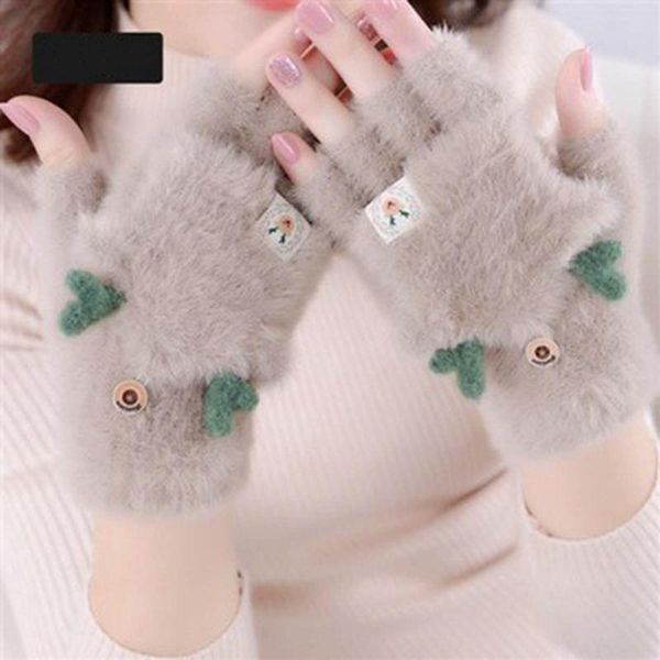 

женщины cat claw перчатки половина finger плюшевые зима теплая thicker симпатичные рукавицы перчатки для девочек, Blue;gray