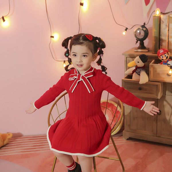 

spring 2021 new red 27home girl's clothing drs sweater children's princs skirt 8d0v, Red;yellow