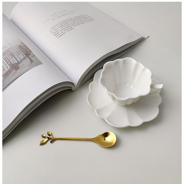 

100ml european luxurious ceramic petal office coffee cup and saucer set milk tea mugs birthday couples gifts friends bbyqbh