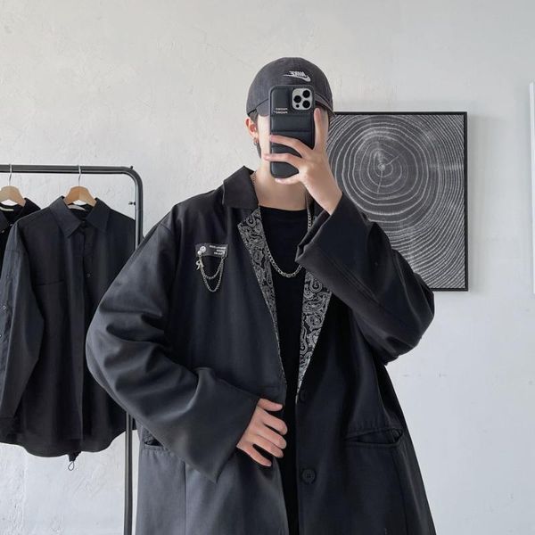 

2021 new black loose and versatile net red casual suit jacket banquet kpop minimalist japan style, Black;brown