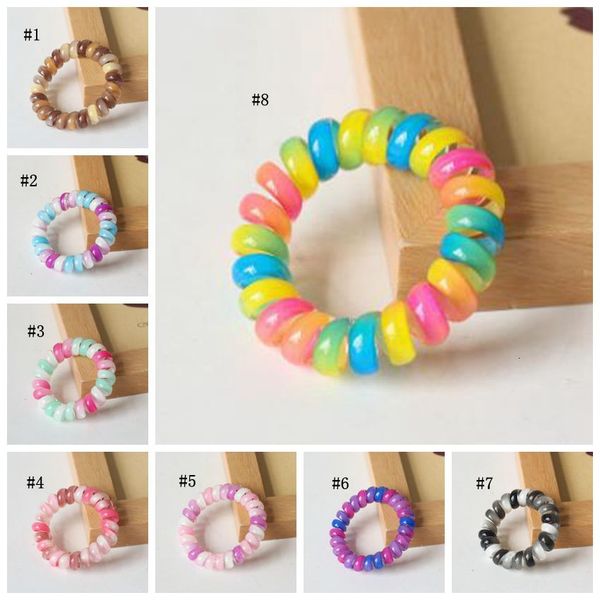 

bands telephone wire hairband elastic gradient rubber ponytail holder girls headwear women hair accessories 8 colors dw5