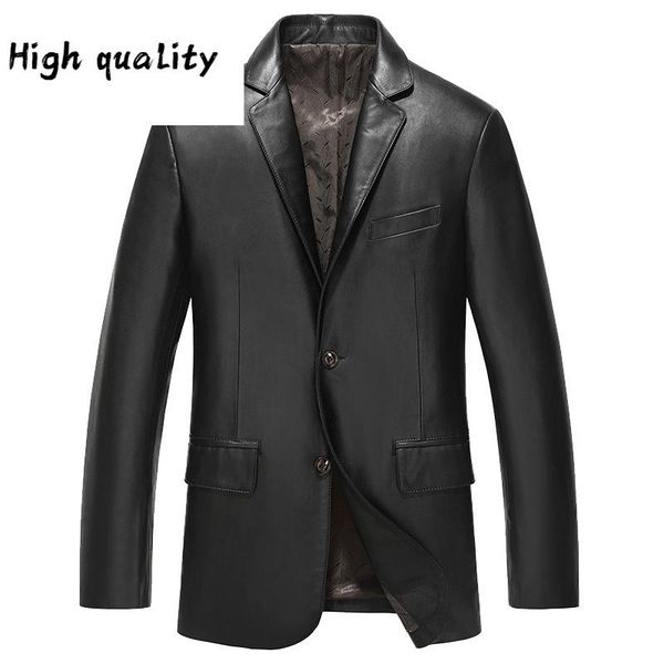 

genuine men jacket spring autumn real sheepskin coat blazer leather jackets and coats 2020 71z7702 kj2413, Black