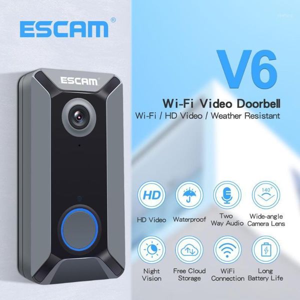 

escam v6 wifi video doorbell 720p wireless hd video intercom camera two-way audio cloud storage for home security1