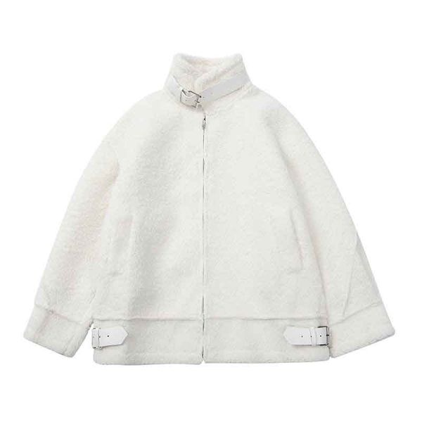 

stylist women 21aw jacket fashion thick warm solid color females outwear locomotive style black and white 2 colors size m-xl, Black;brown
