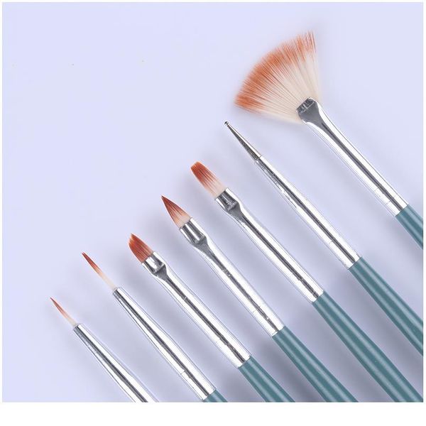 

7шт / набор ногтей искусства щетка ручка dotting painting рисунок вентилятор вентилятор построитель дизайн польский гель уф-подсказки украше