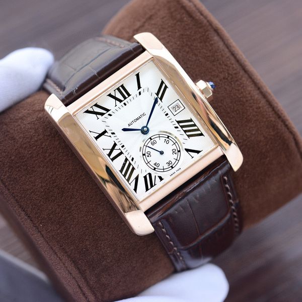 

2020 classic tank men watches joker leather wristwatches square mens watch 34x44mm d3138