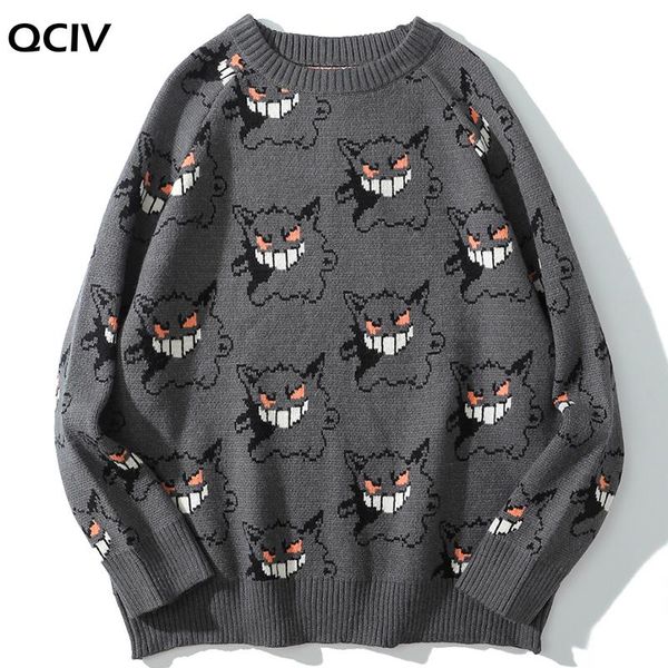

sweater men harajuku gengar hip hop streetwear men clothing spandex pullover o-neck oversize fashion casual couple male sweaters, White;black
