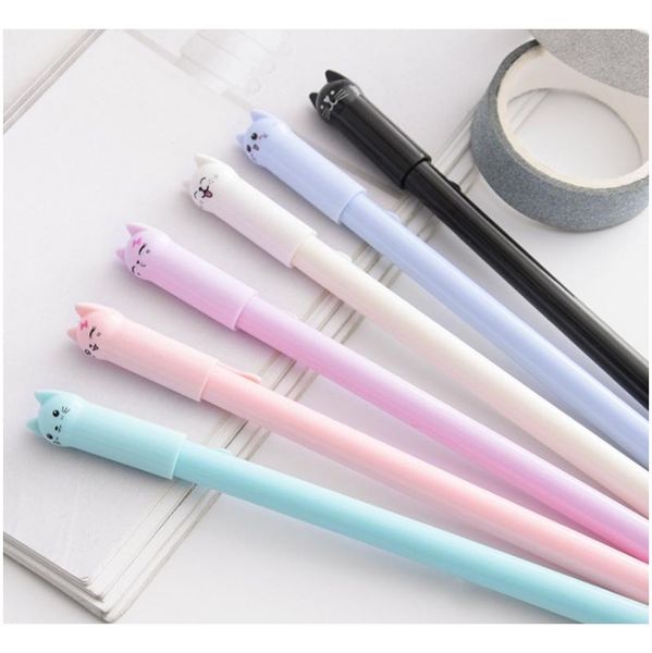 

cute cat gel pens black ink pens 0.5mm roller ball neutral pen off jllikt yummy_shop