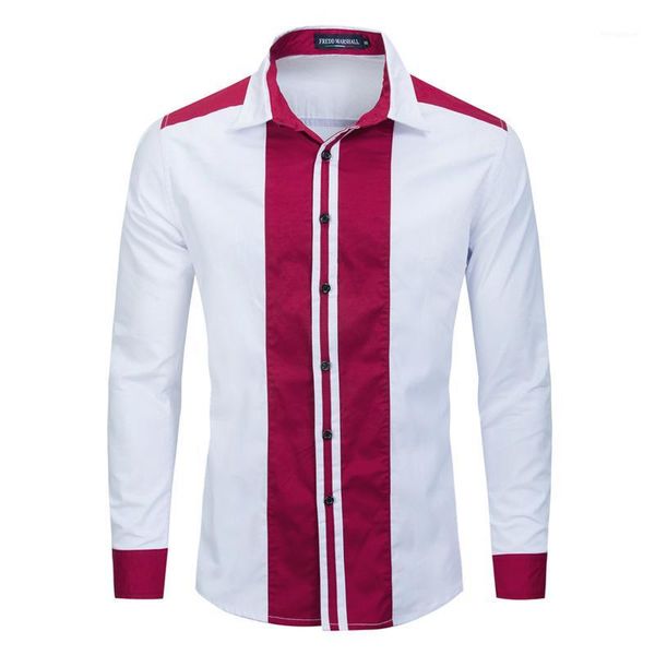 

2020 striped shirt men casual retro hombre bowling button-down 100% cotton shirt male long sleeve men's patchwork shirts 2181, White;black