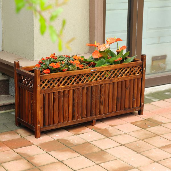 

garden decorations outdoor street green solid wood flowerpot box flowerpot