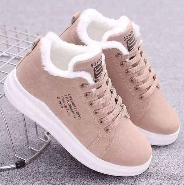 

2021 new women's shoes winter women shoes warm fur plush lady casual lace up fashion sneakers zapatillas mujer platform #y35a, Black