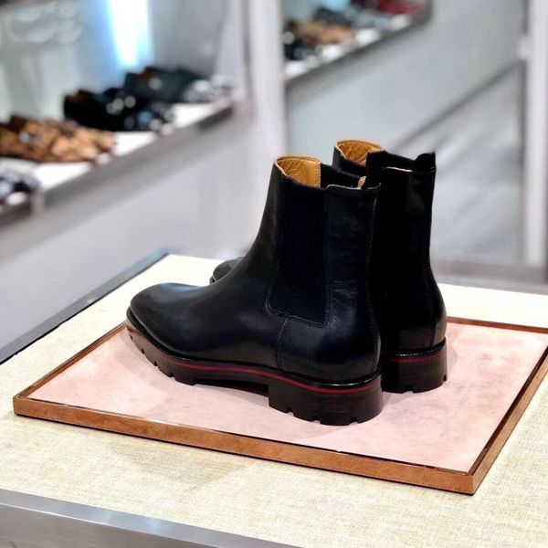 

new style sneaker men boots spikes suede leather men flat casual shoes super perfect melon motorcycle ankle boots for men, Black