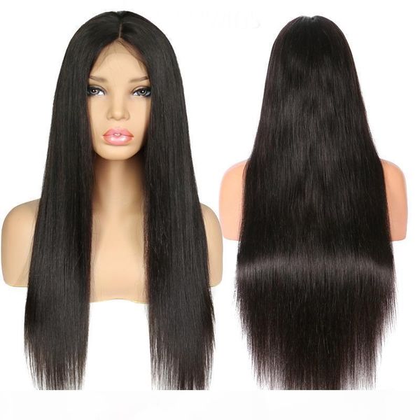 

9a mink brazilian virgin hair lace front human hair wigs for black women pre plucked brazilian ramy straight lace front wig, Black;brown
