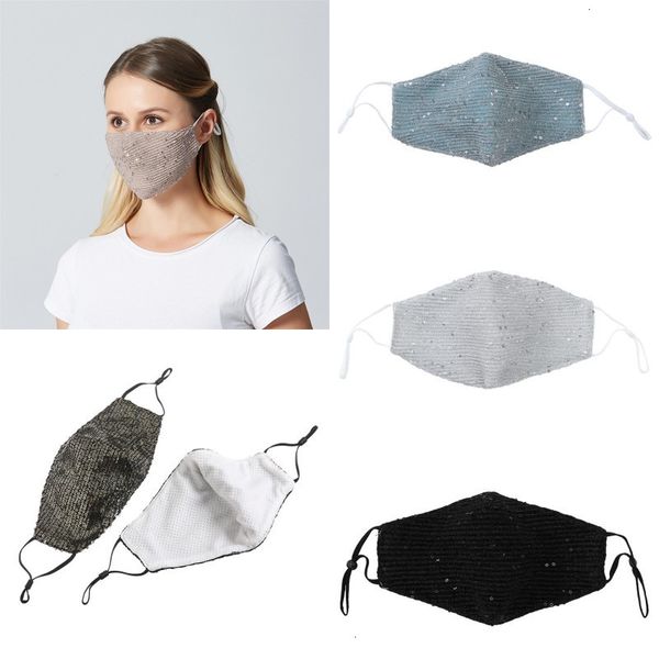 

reusable mask woman sequin 3d washable pm2.5 mouth bling adjustable hook face masks