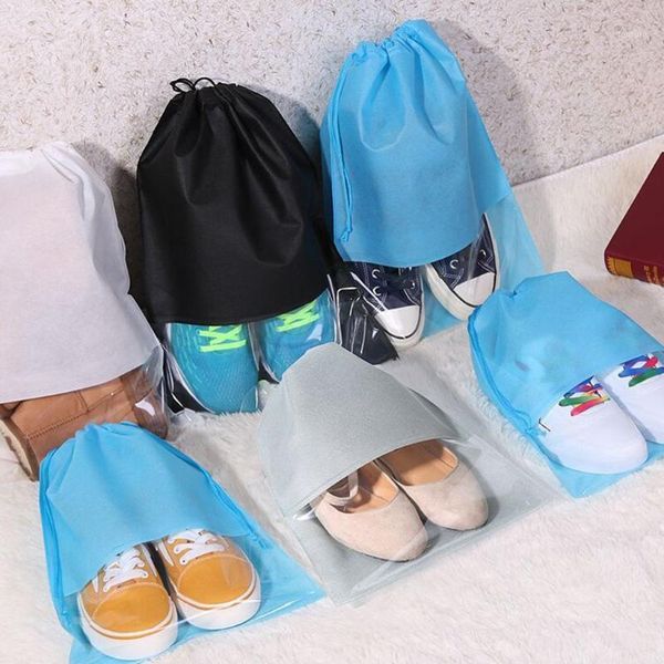 

12 pieces men travel non-woven cloth drawstring shoe bags shoe storage1
