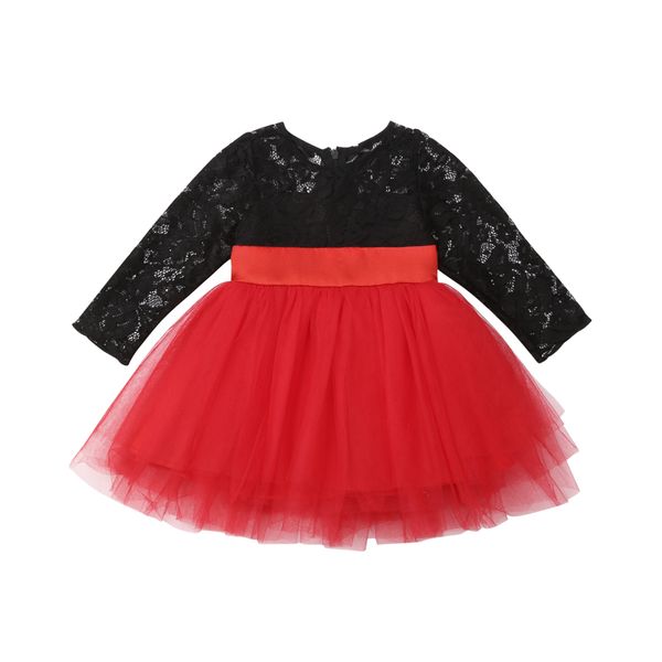 

6m-5y christmas kid baby dress for girl long sleeve lace tutu party wedding formal red dresses princess tulle dress girl clothes 201204, Red;yellow
