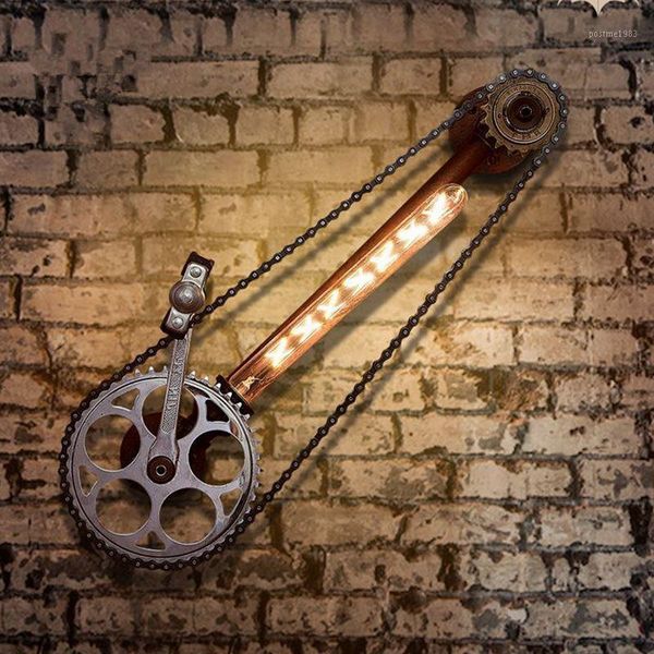 

retro wheel led steampunk lamp bar coffee shop restaurant loft wall sconce lamp rustic vintage lampshade steampunk1