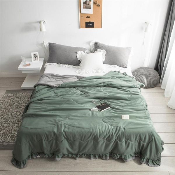 

comforters & sets princess style pure color summer quilt bedspread blanket green comforter soft bed cover twin full queen quilting lace bedc