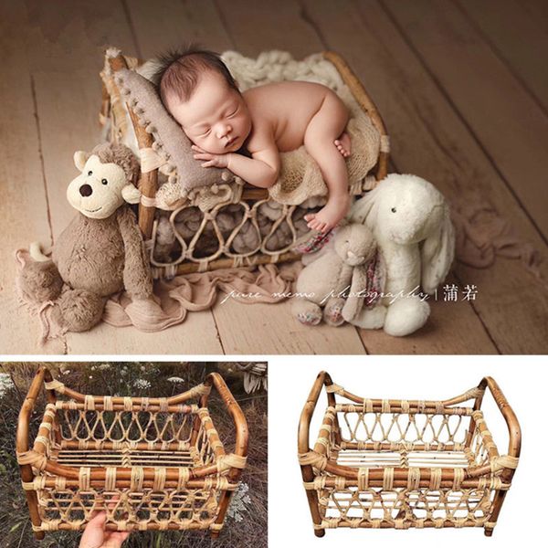 

newborn pgraphy props vintage woven rattan basket studio baby props for pgraphy shoot posing sofa accessoire p bebe lj201105