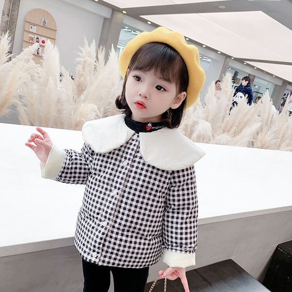 

girls' down clothes 2020 new style baby children's winter cotton padded jacket, Blue;gray