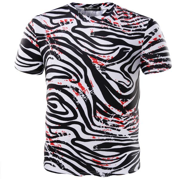 

new short sleeve street style youth leisure stripe printed t-shirt men's, White;black