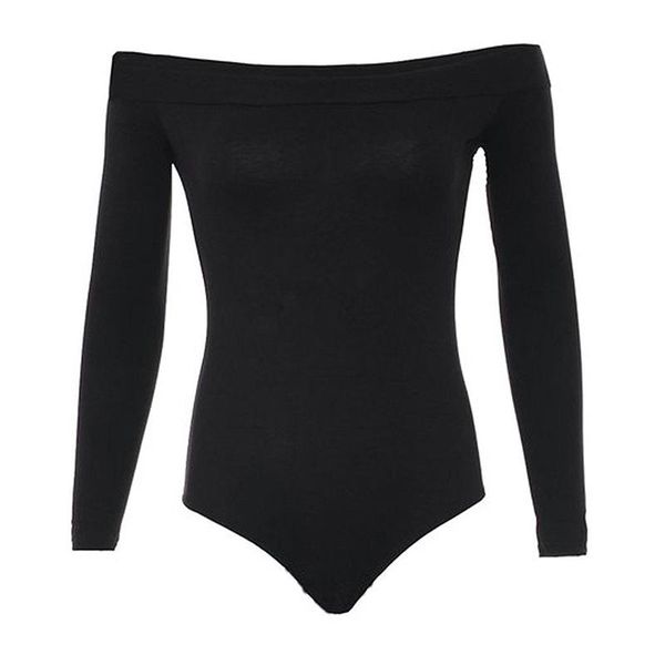 

attractive ladies playsuits long sleeve slim women off shoulder skinny bodysuit plain stretch breathable bodysuit jumpsuits, Black;white