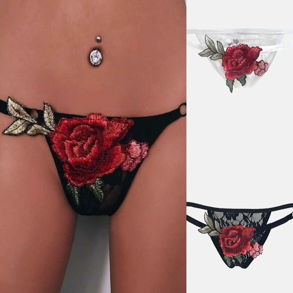 

womens panties big flower underwear mini g-strings thongs micro thong lingerie panty pure color ladies briefs, Black;white