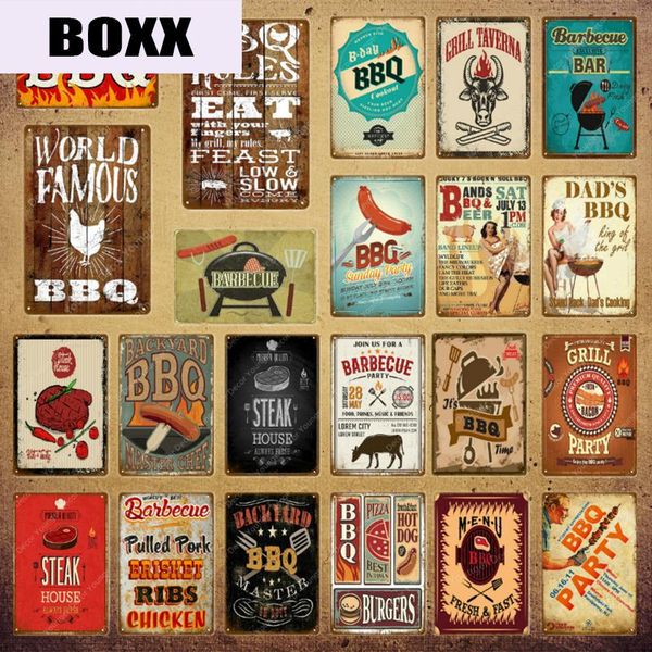 

всемирно известные правила барбекю металлический знак барбекю гриль вечеринка старинные плакаты бар паб кухонный стейк дом декор стены искус