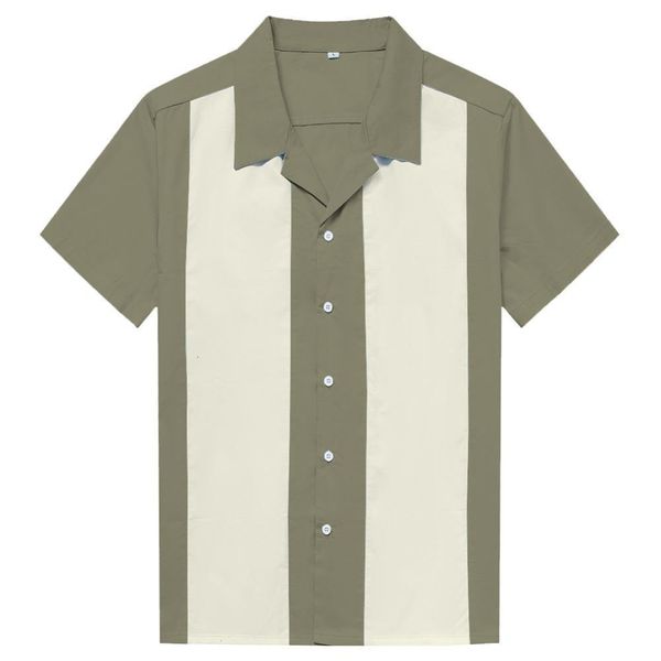 

white vertical striped shirt men casual button-down dress cotton shirts short sleeve camiseta retro hombre bowling men's shirts, White;black