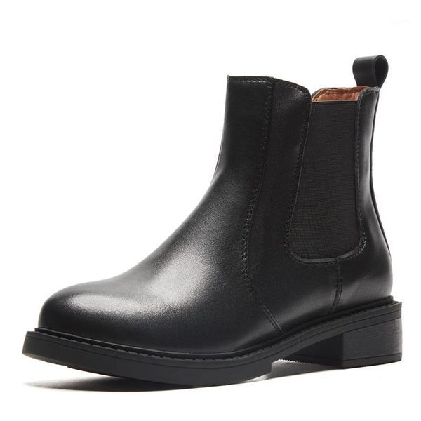 

leather ankle boots women autumn winter low square heel ladies shoes g255 fashion woman nature suede black round toe boot1