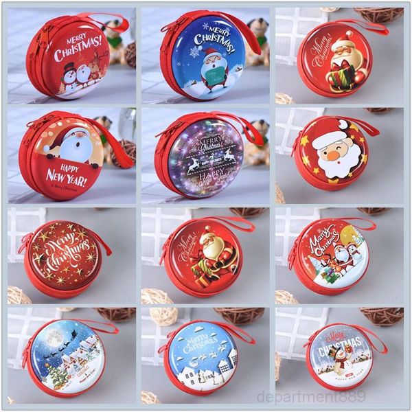 

creative tinplate новогодняя кошелек мини портативный круглый наушника наушники мультфильм мультфильм монета ключ сумка для хранения owf2388